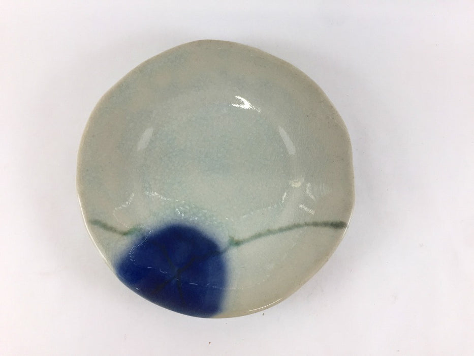 【SALE】緑釉ブルー流し　広口デザート皿　14.5cm　有田焼【訳あり】