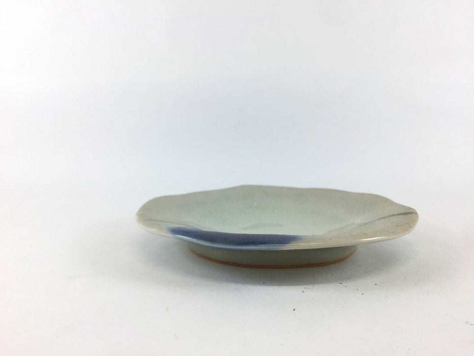 【SALE】緑釉ブルー流し　広口デザート皿　14.5cm　有田焼【訳あり】