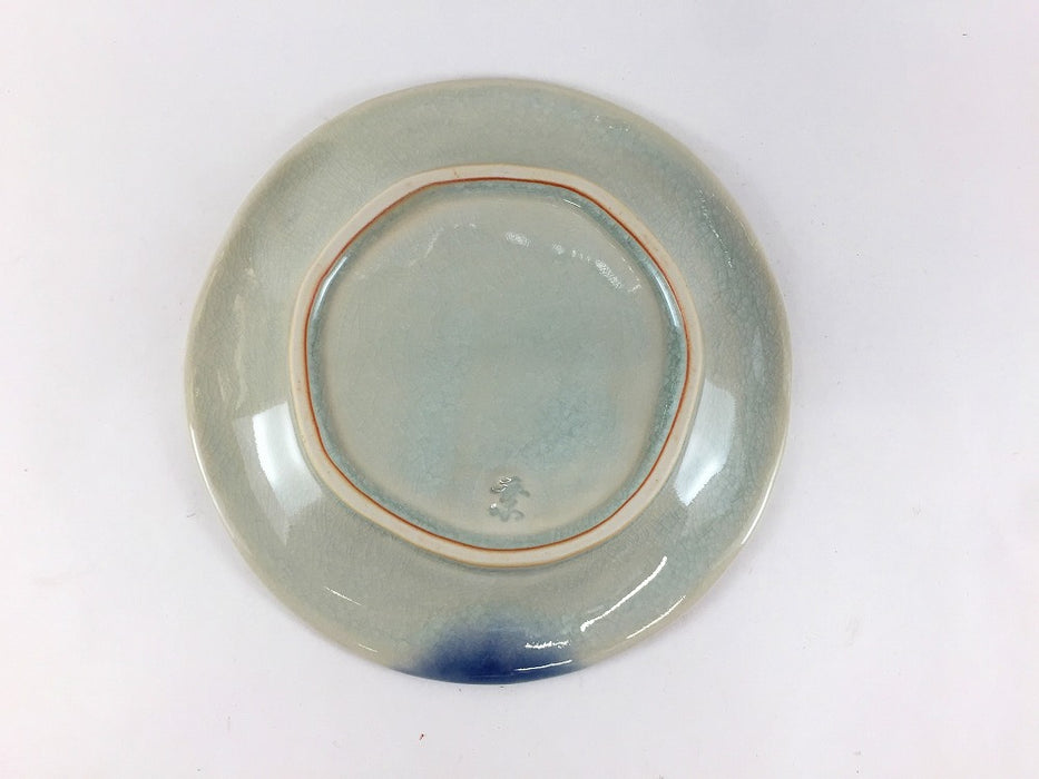 【SALE】緑釉ブルー流し　広口デザート皿　14.5cm　有田焼【訳あり】