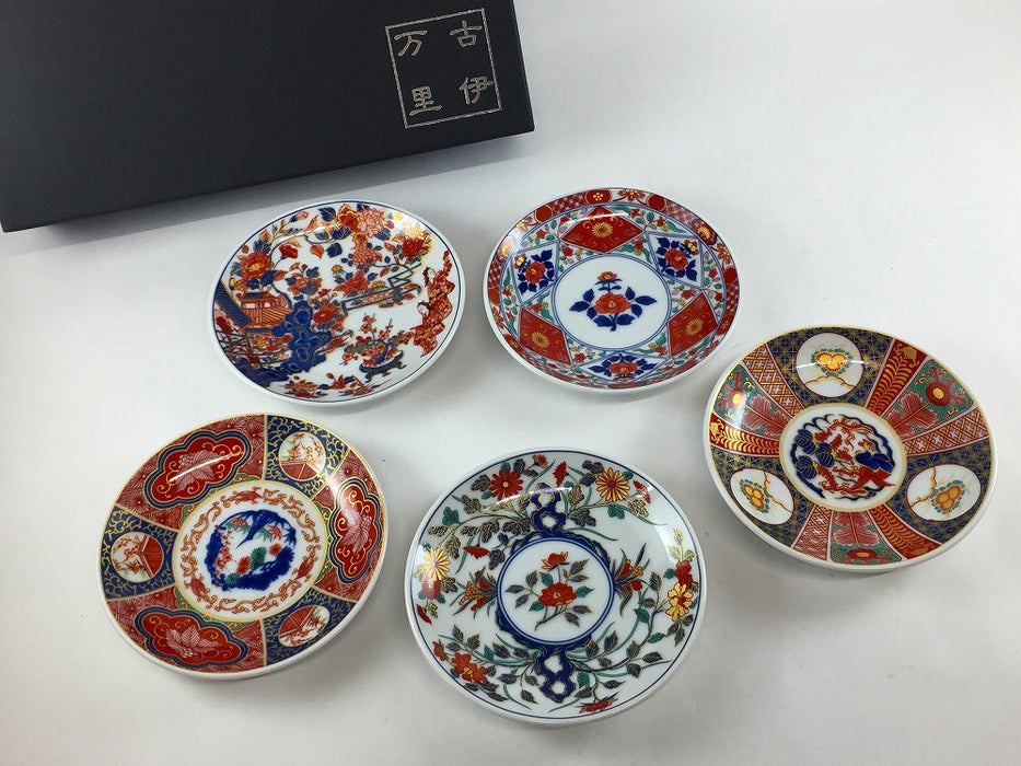 古伊万里小皿　5枚揃い(化粧箱入)　肥前有田焼(j.R)