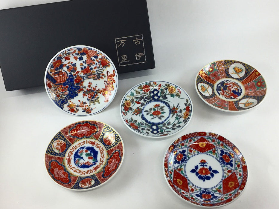 古伊万里小皿　5枚揃い(化粧箱入)　肥前有田焼(j.R)