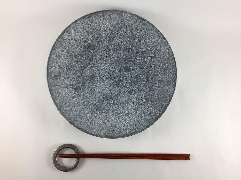 【SALE】23cm高台プレート　黒泡雲銀　有田焼【訳あり】