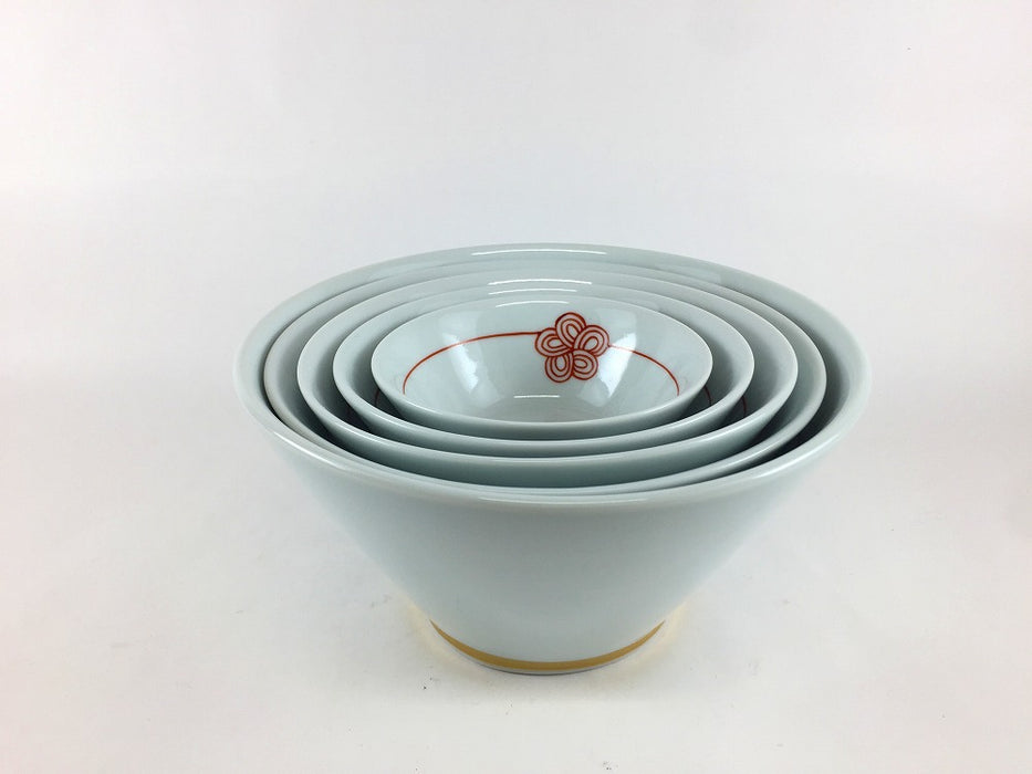 9.5cm反ボウル.赤梅水引　伊万里焼田森窯(j.R)