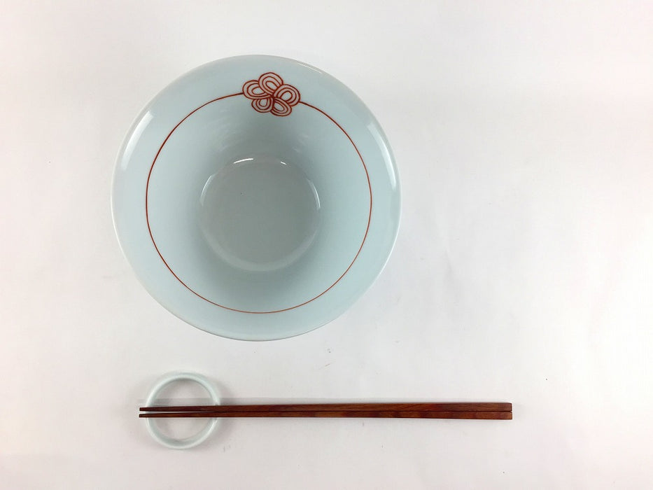 15cm反ボウル.赤梅水引　伊万里焼田森窯 (j.R)