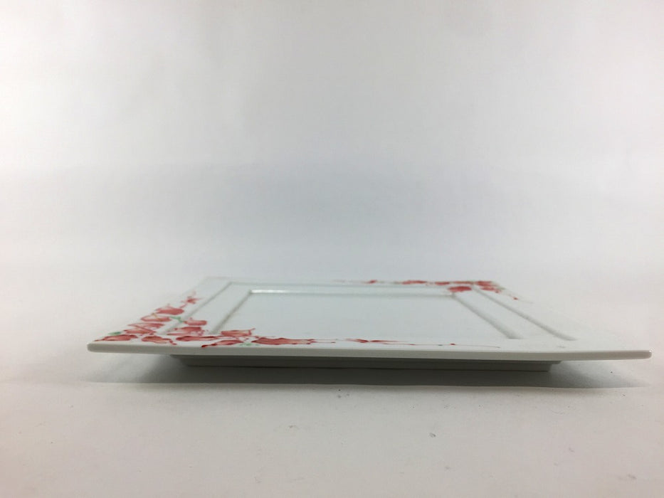 【SALE】角皿　赤唐花　16cm　有田焼【訳あり】