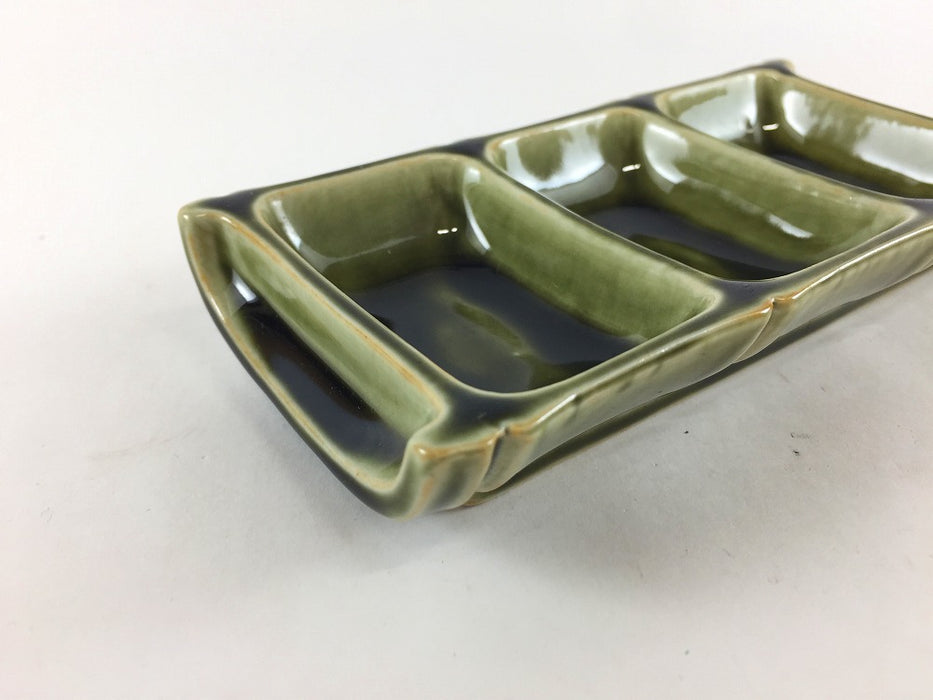 【SALE】竹型織部　三品盛　14.5cm　有田焼【訳あり】