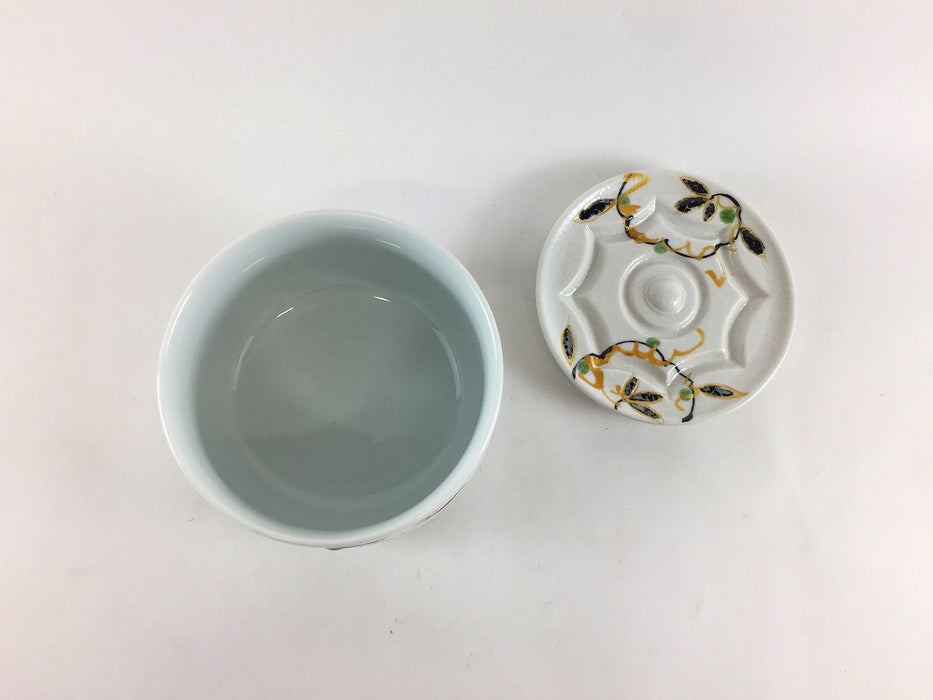 【SALE】90銅鏡蓋物　金唐草　9cm　有田焼【訳あり】