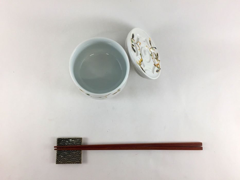 【SALE】90銅鏡蓋物　金唐草　9cm　有田焼【訳あり】