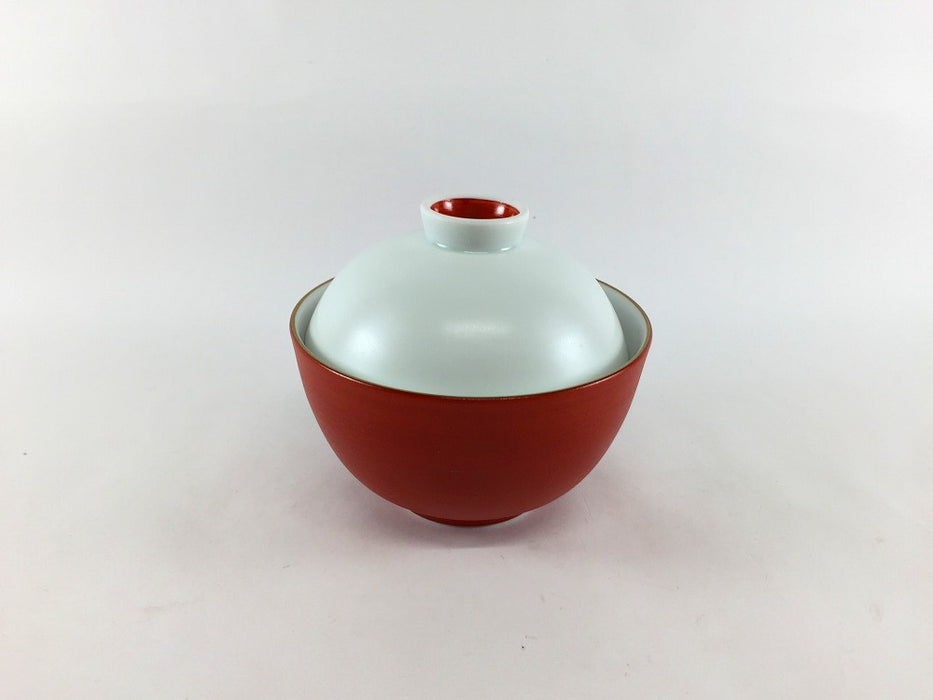 【SALE】朱巻白マット小蓋物　10cm　有田焼【訳あり】
