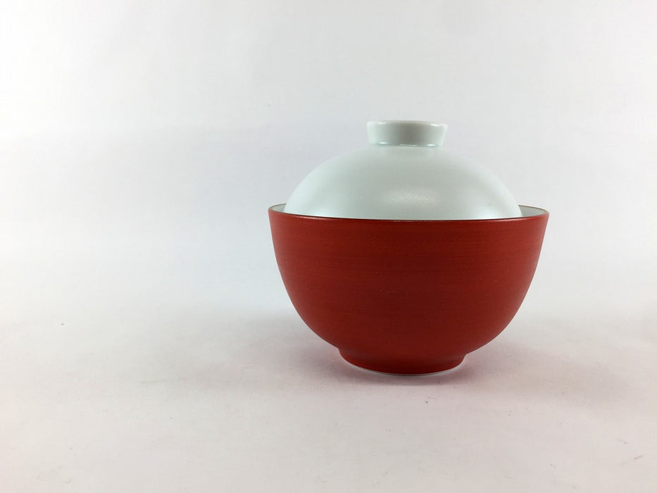 【SALE】朱巻白マット小蓋物　10cm　有田焼【訳あり】