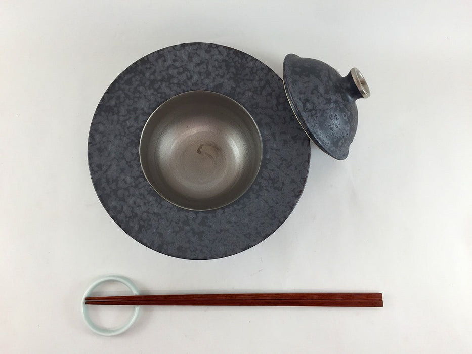 【SALE】16リム蓋物　黒結晶　16cm　有田焼【訳あり】
