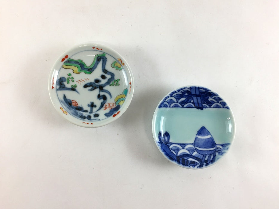 【SALE】豆皿　(山水/青磁青海波)　6cm　有田焼【訳あり】