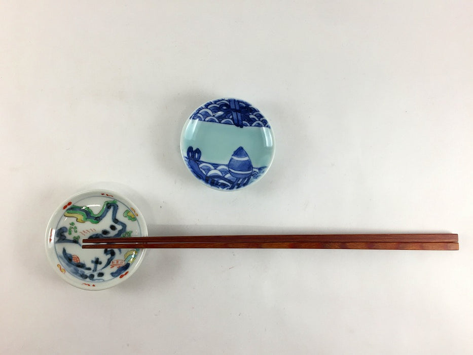 【SALE】豆皿　(山水/青磁青海波)　6cm　有田焼【訳あり】