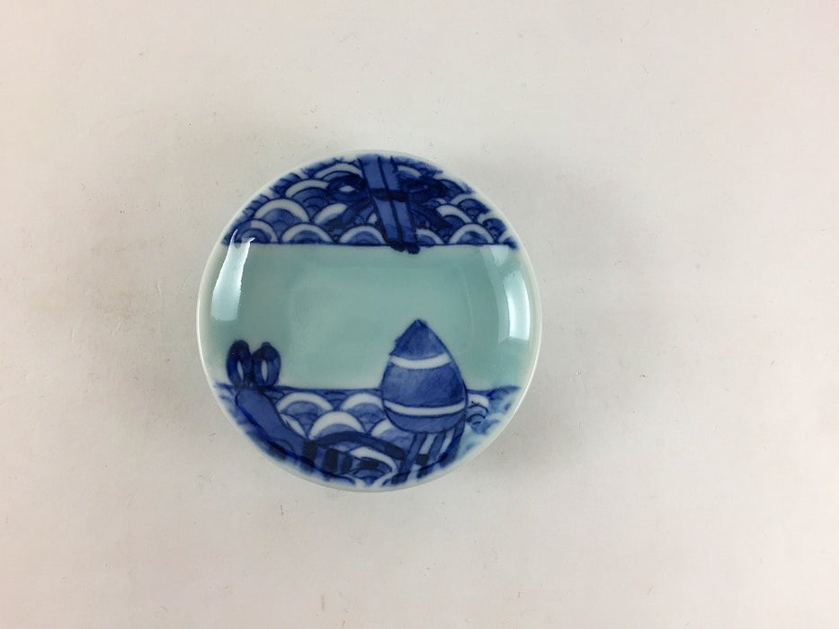 【SALE】豆皿　(山水/青磁青海波)　6cm　有田焼【訳あり】