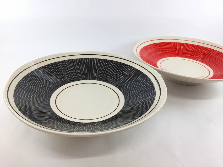 【SALE】絹十草菓子鉢　(黒/赤)　24.5cm　波佐見焼【訳あり】