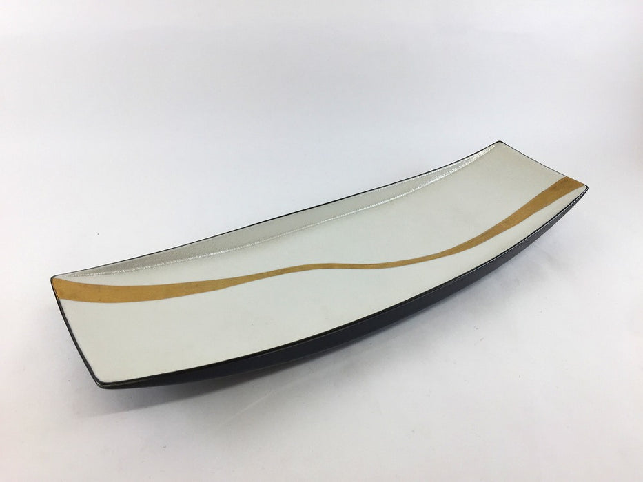 【SALE】舟型皿　黒内パール金流水　32cm　有田焼【訳あり】