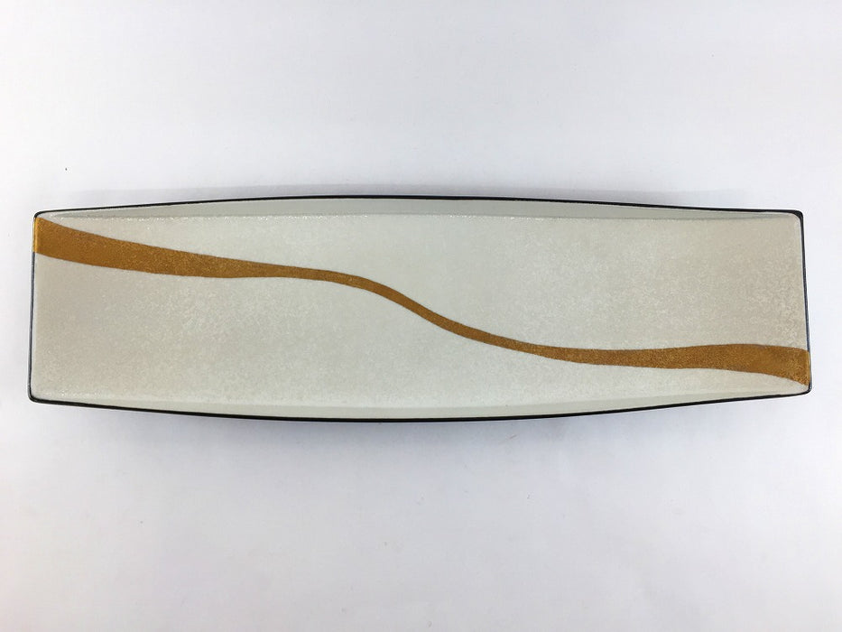 【SALE】舟型皿　黒内パール金流水　32cm　有田焼【訳あり】