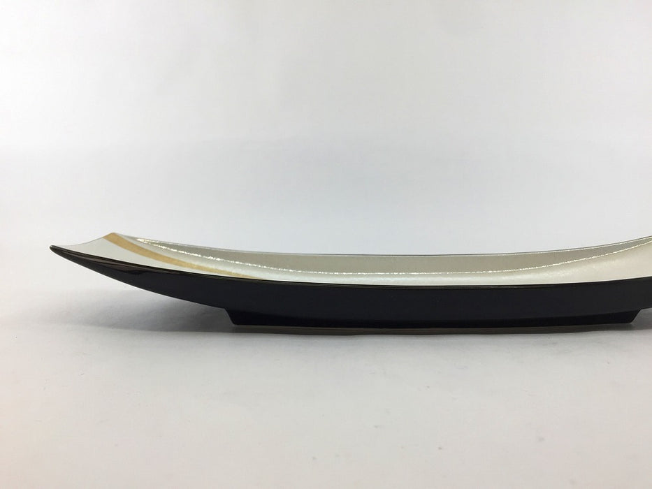 【SALE】舟型皿　黒内パール金流水　32cm　有田焼【訳あり】