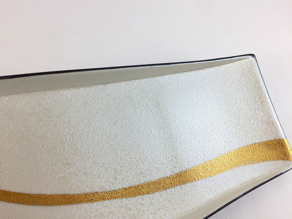 【SALE】舟型皿　黒内パール金流水　32cm　有田焼【訳あり】