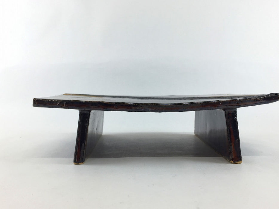 【SALE】錦飴釉　黒彫高台長角焼皿　22cm　有田焼【訳あり】