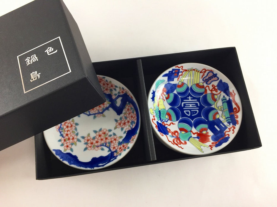 【12月中旬入荷予定】色鍋島小皿　5枚揃い(化粧箱入)　肥前有田焼(j.R)
