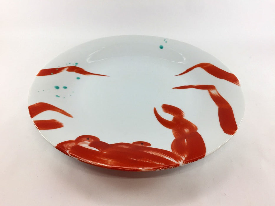 【SALE】29cm輪花皿　赤絵蟹　有田焼【訳あり】
