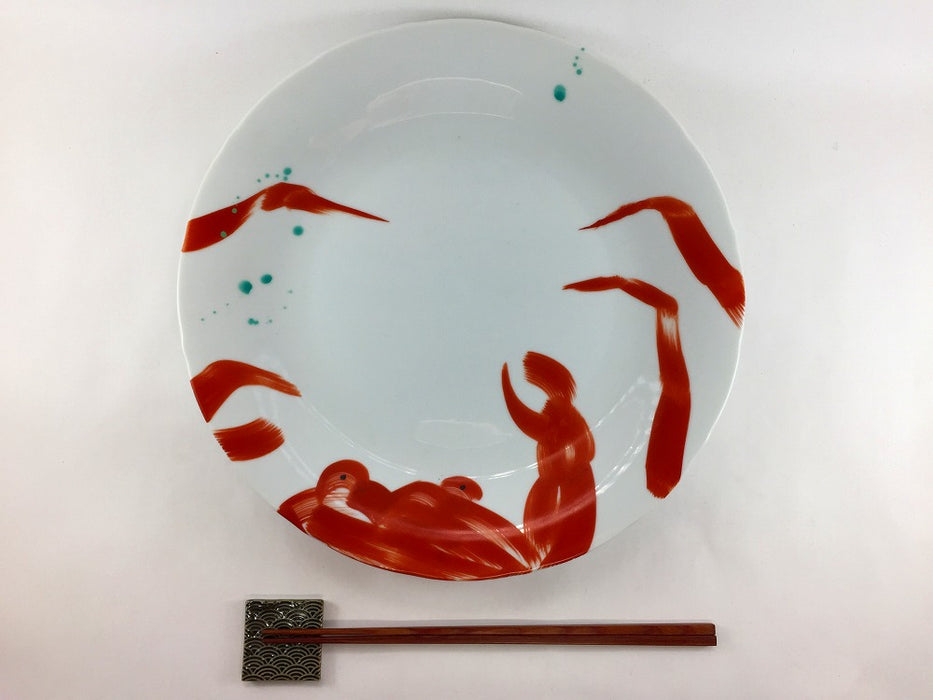 【SALE】29cm輪花皿　赤絵蟹　有田焼【訳あり】