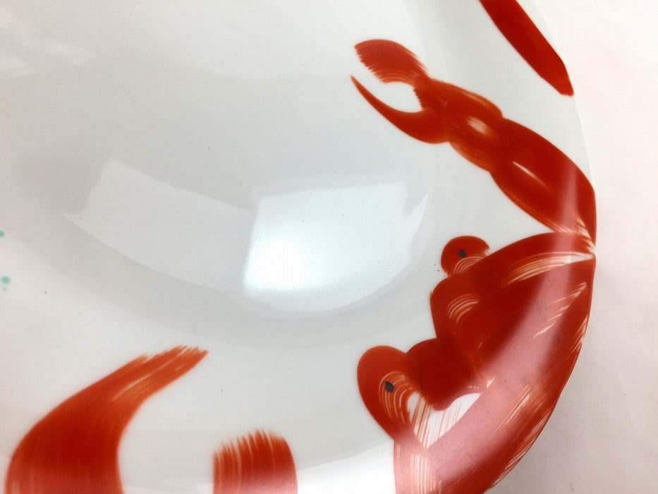 【SALE】29cm輪花皿　赤絵蟹　有田焼【訳あり】