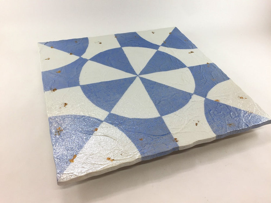 【SALE】ブルー蜜柑割紋　尺正角陶板　30cm　有田焼【訳あり】