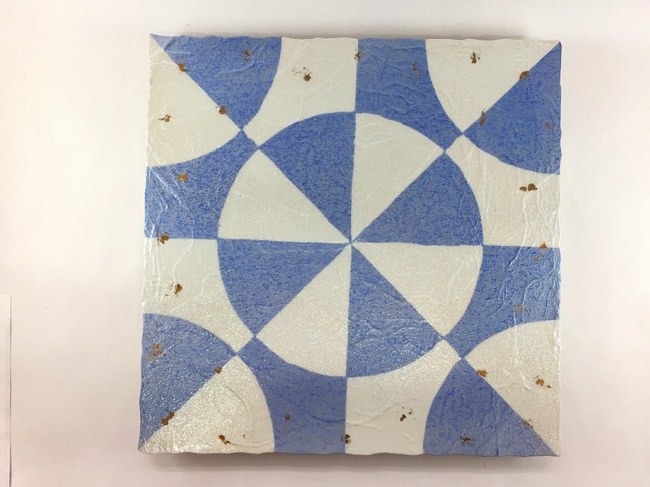 【SALE】ブルー蜜柑割紋　尺正角陶板　30cm　有田焼【訳あり】