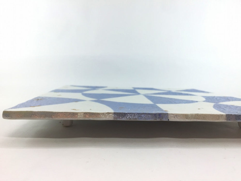 【SALE】ブルー蜜柑割紋　尺正角陶板　30cm　有田焼【訳あり】