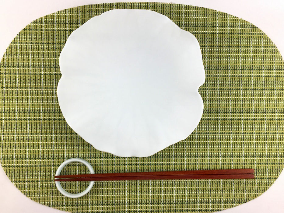 (強化)白磁ブラスト　ロータスプレート(小)　18cm　有田焼(j.R)