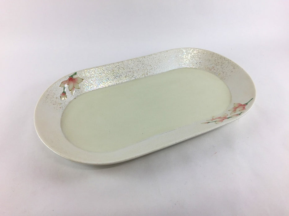【SALE】280楕円トレー　黄虹彩木蓮　28cm　有田焼【訳あり】