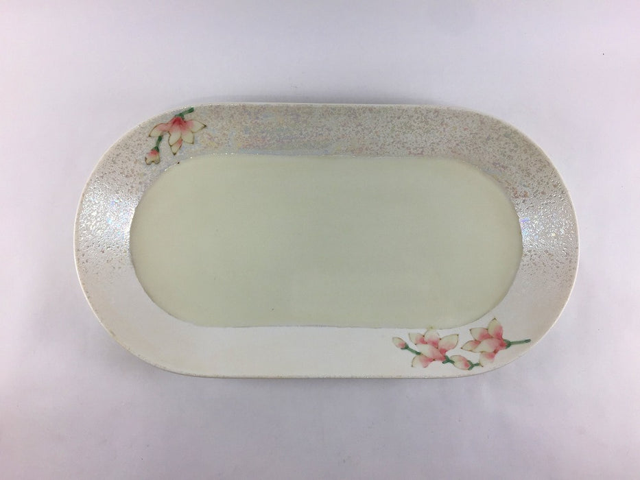 【SALE】280楕円トレー　黄虹彩木蓮　28cm　有田焼【訳あり】