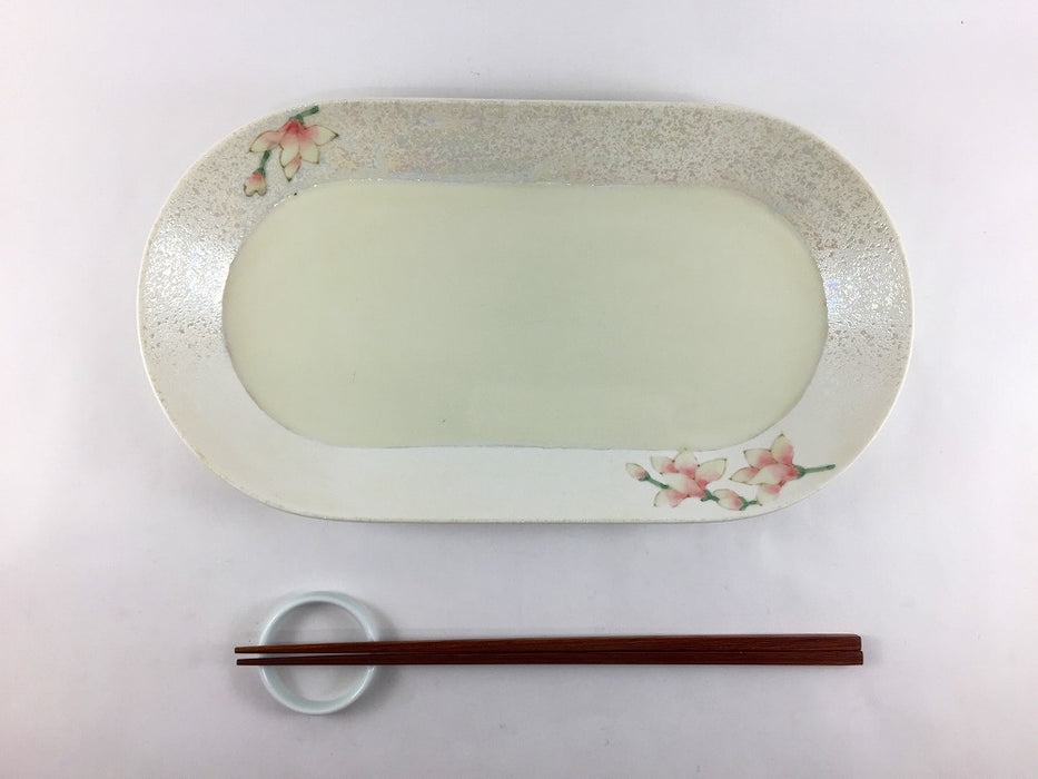 【SALE】280楕円トレー　黄虹彩木蓮　28cm　有田焼【訳あり】