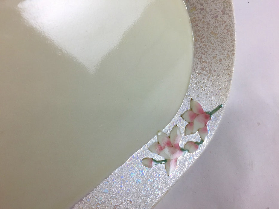 【SALE】280楕円トレー　黄虹彩木蓮　28cm　有田焼【訳あり】