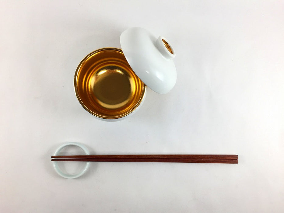 【SALE】85瓢蒸し　白マット内金　8.5cm　有田焼【訳あり】