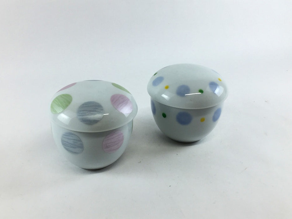 【SALE】ミニ丸蒸碗　(光彩丸紋/水玉)　7cm　有田焼【訳あり】