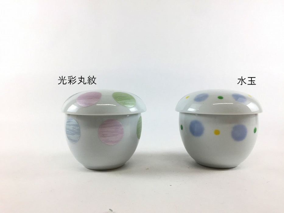 【SALE】ミニ丸蒸碗　(光彩丸紋/水玉)　7cm　有田焼【訳あり】
