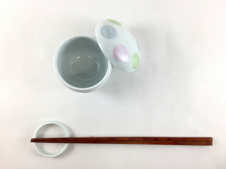 【SALE】ミニ丸蒸碗　(光彩丸紋/水玉)　7cm　有田焼【訳あり】