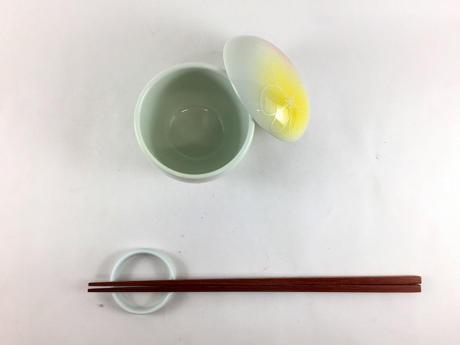 【SALE】80丸蒸し　(3色吹フラワー)　8cm　有田焼【訳あり】