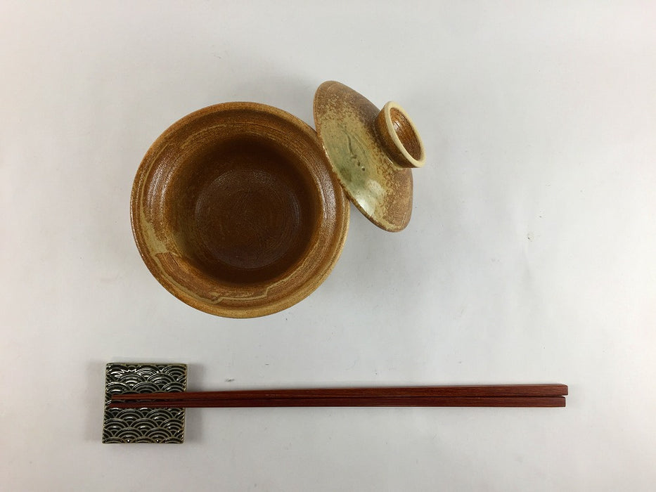 【SALE】9cm小蓋物　織部吹笹　8cm　有田焼【訳あり】