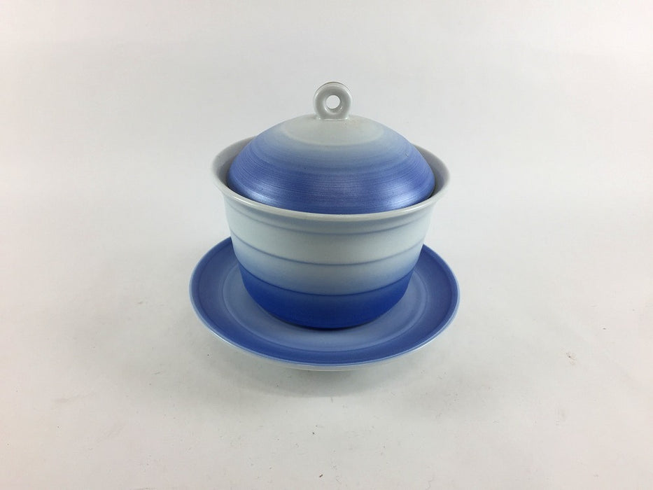 【SALE】青ぼかし雲母刷毛蓋物セット　光彩黄花　9.5cm　有田焼【訳あり】