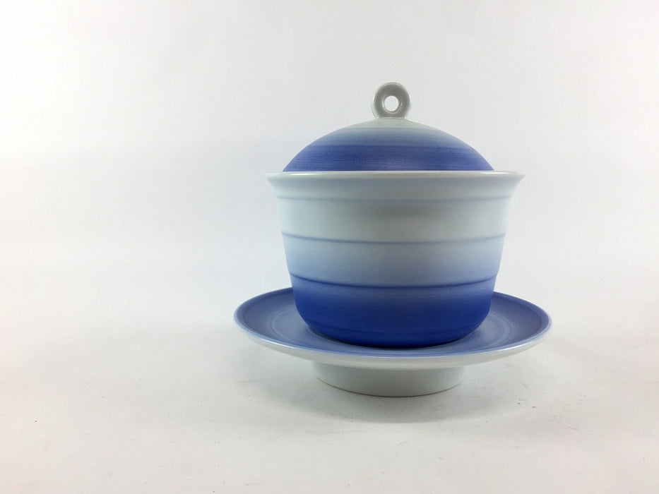 【SALE】青ぼかし雲母刷毛蓋物セット　光彩黄花　9.5cm　有田焼【訳あり】