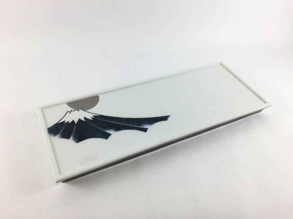 【SALE】25.5cm高長皿　銀墨富士　有田焼【訳あり】