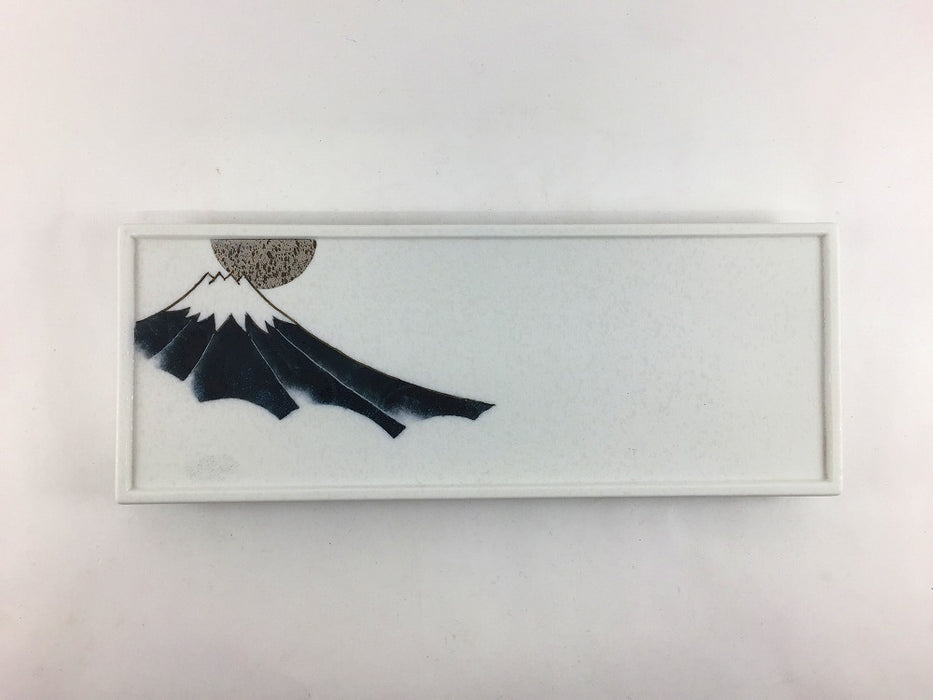 【SALE】25.5cm高長皿　銀墨富士　有田焼【訳あり】