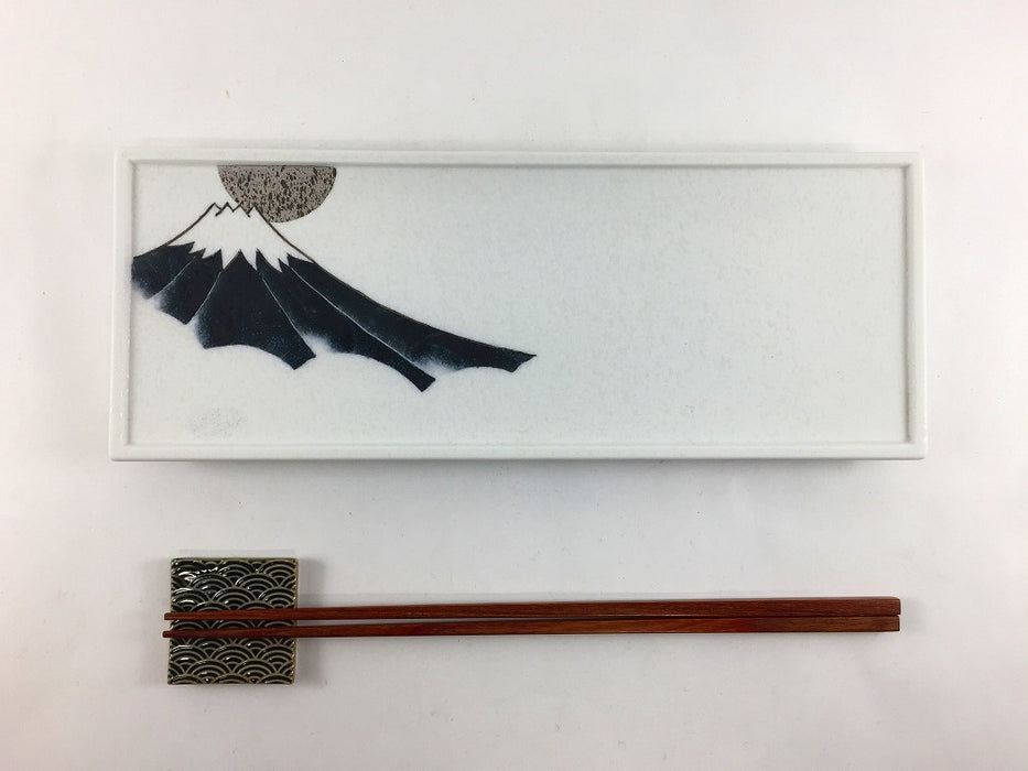 【SALE】25.5cm高長皿　銀墨富士　有田焼【訳あり】