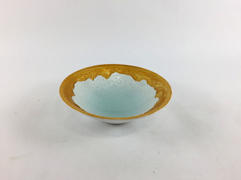 【SALE】青磁吹白泡雲金　稜線彫3寸小付　10cm　有田焼【訳あり】