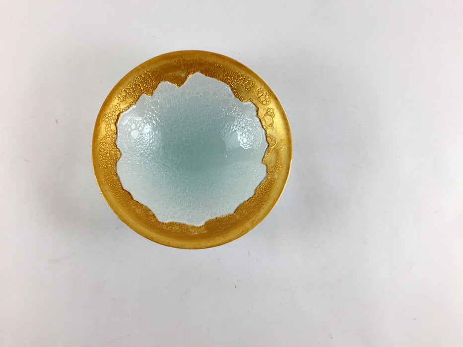 【SALE】青磁吹白泡雲金　稜線彫3寸小付　10cm　有田焼【訳あり】