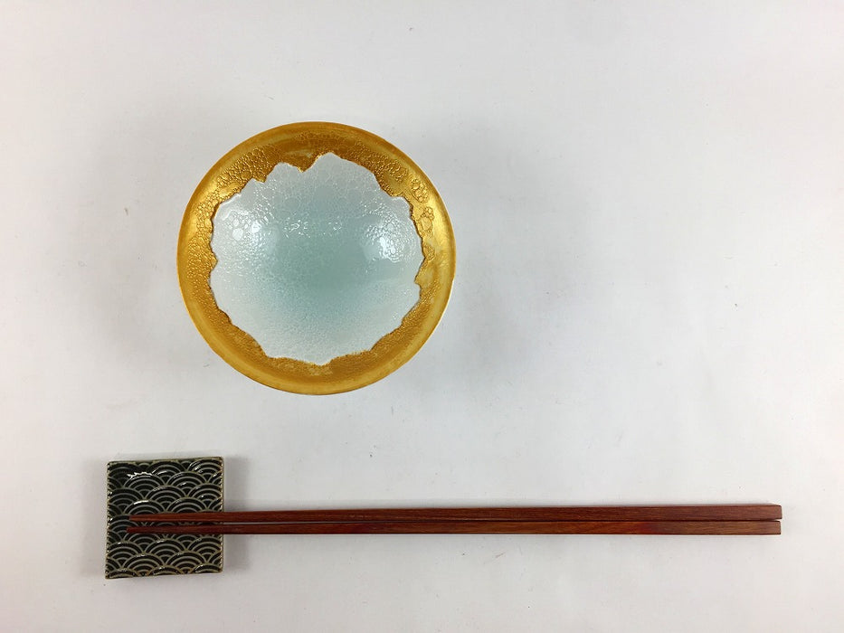 【SALE】青磁吹白泡雲金　稜線彫3寸小付　10cm　有田焼【訳あり】